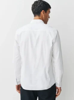 White Slim Fit Long Sleeve Oxford Shirt