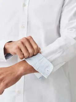 White Slim Fit Long Sleeve Oxford Shirt