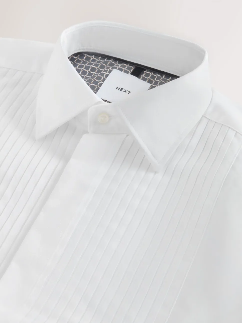 White Slim Fit Occasion Pleated Bib Double Cuff Dress Shirt
