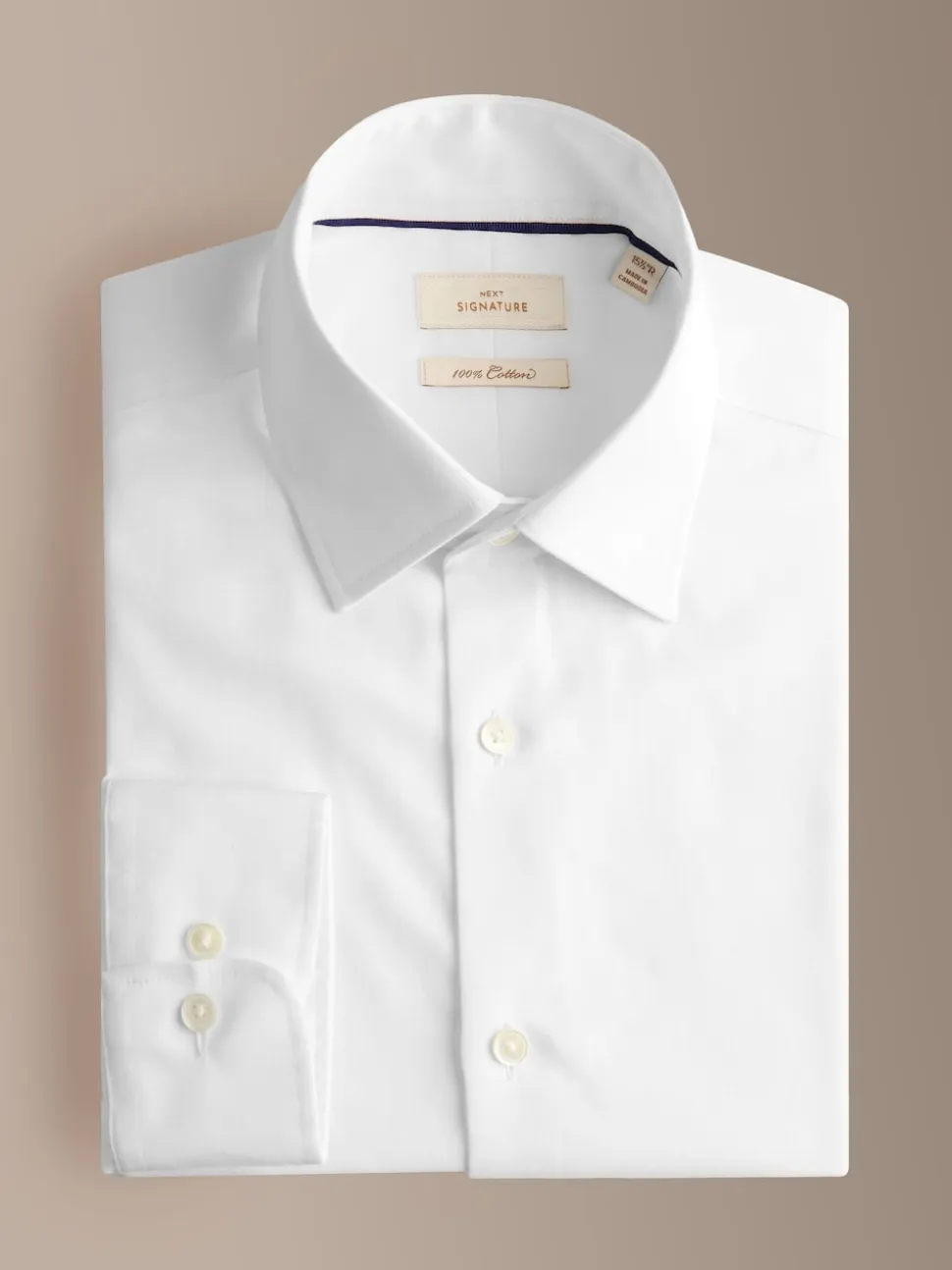 White Slim Fit Sateen Cotton Signature Shirt