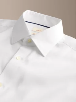 White Slim Fit Sateen Cotton Signature Shirt