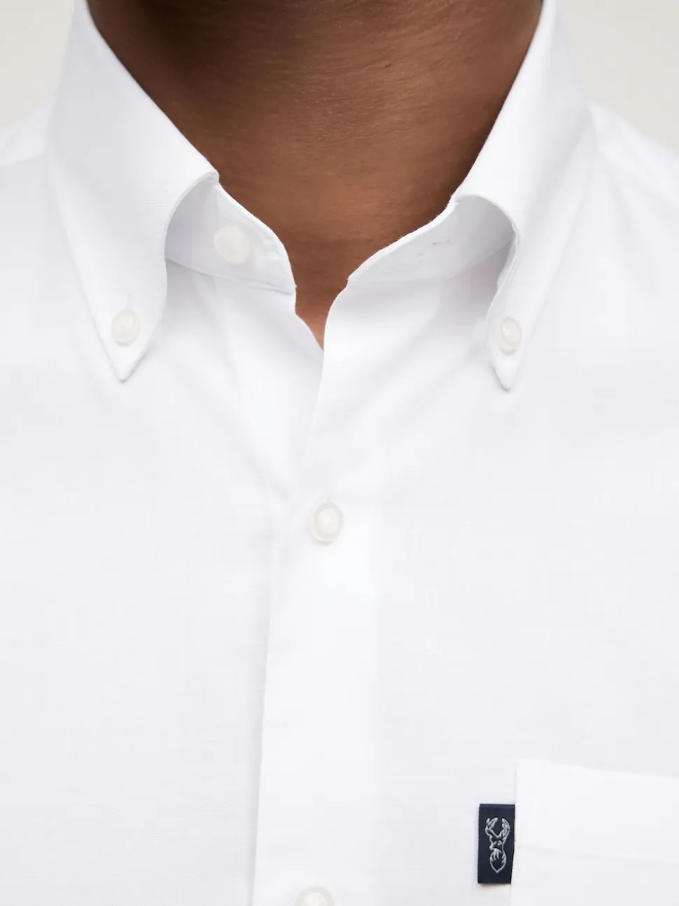 White Slim Fit Short Sleeve Easy Iron Button Down Oxford Shirt