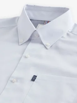 White Slim Fit Short Sleeve Easy Iron Button Down Oxford Shirt