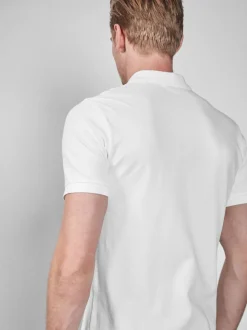 White Slim Fit Short Sleeve Pique Polo Shirt