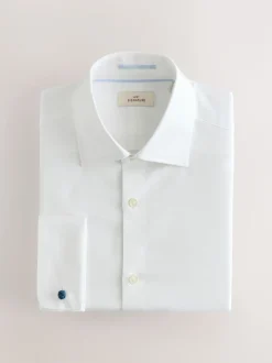 White Slim Fit Signature Premium 100% Cotton Textured Smart Shirt