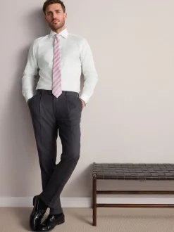 White Slim Fit Signature Premium 100% Cotton Textured Smart Shirt