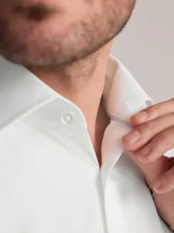 White Slim Fit Signature Premium 100% Cotton Textured Smart Shirt