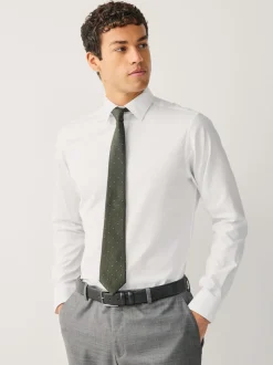 White Slim Fit Signature Textured Long Sleeve Shirt