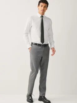 White Slim Fit Signature Textured Long Sleeve Shirt