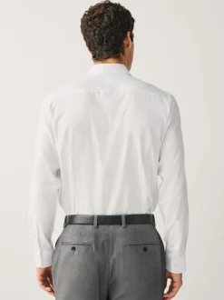 White Slim Fit Signature Textured Long Sleeve Shirt