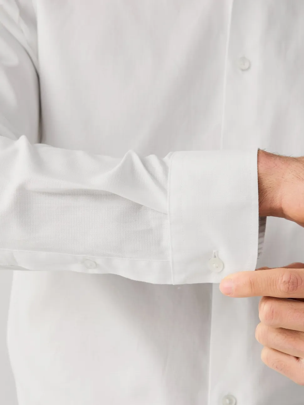 White Slim Fit Signature Textured Long Sleeve Shirt
