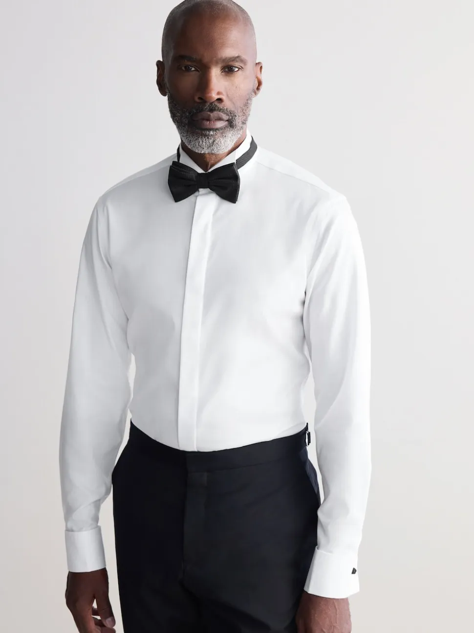White Slim Fit Signature Egyptian Cotton Shirt and Silk Bow Tie Set