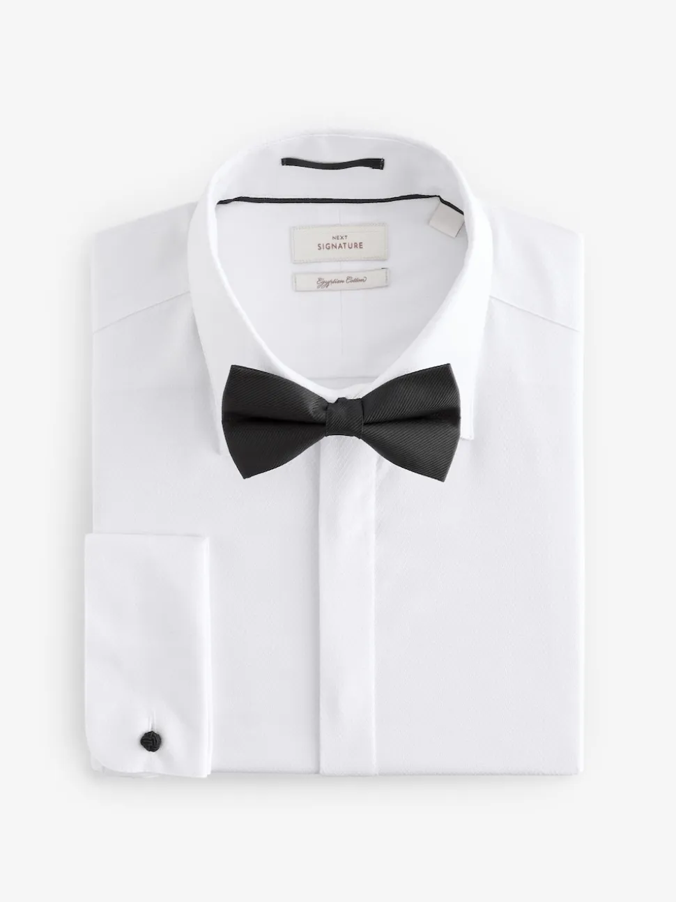 White Slim Fit Signature Egyptian Cotton Shirt and Silk Bow Tie Set
