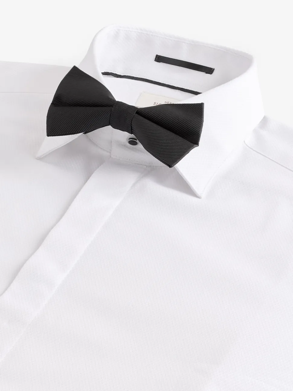 White Slim Fit Signature Egyptian Cotton Shirt and Silk Bow Tie Set