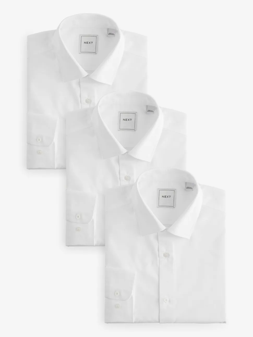 White Slim Fit Single Cuff Easy Care Smart Shirts 3 Pack