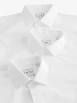 White Slim Fit Single Cuff Easy Care Smart Shirts 3 Pack