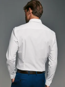 White Slim Fit Single Cuff Easy Care Smart Shirts 3 Pack