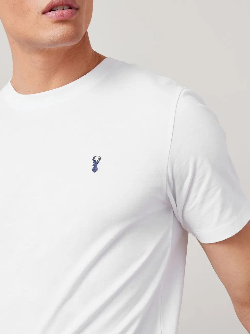 White Slim Fit Stag T-Shirt