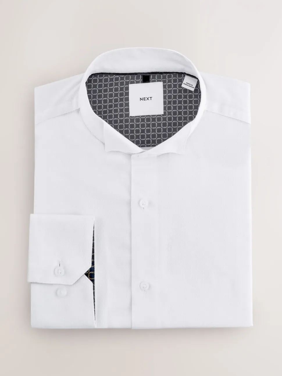 White Slim Fit Wing Collar Occasion Long Sleeve Shirt