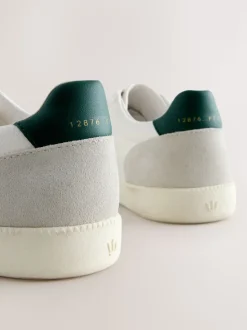 White Smart Casual Lace-Up Trainers with Suede Trim