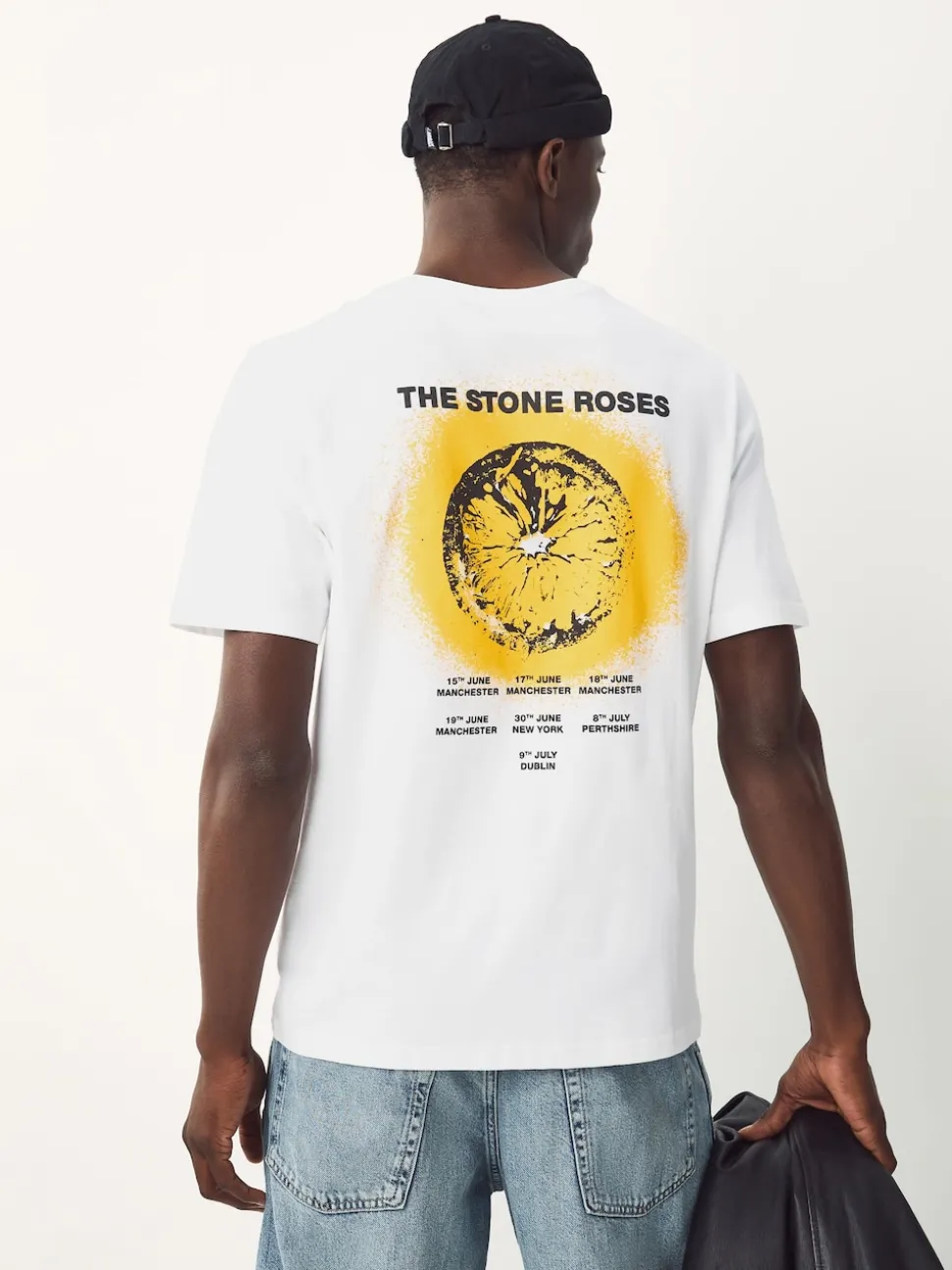 White Stone Roses Regular Fit Band Graphic Print T-Shirt