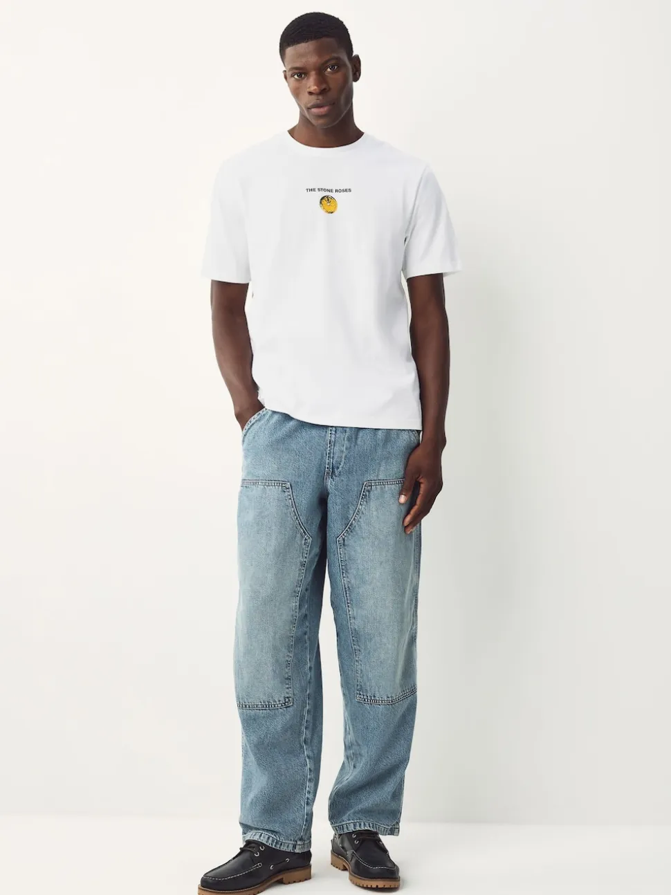 White Stone Roses Regular Fit Band Graphic Print T-Shirt