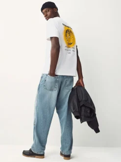 White Stone Roses Regular Fit Band Graphic Print T-Shirt