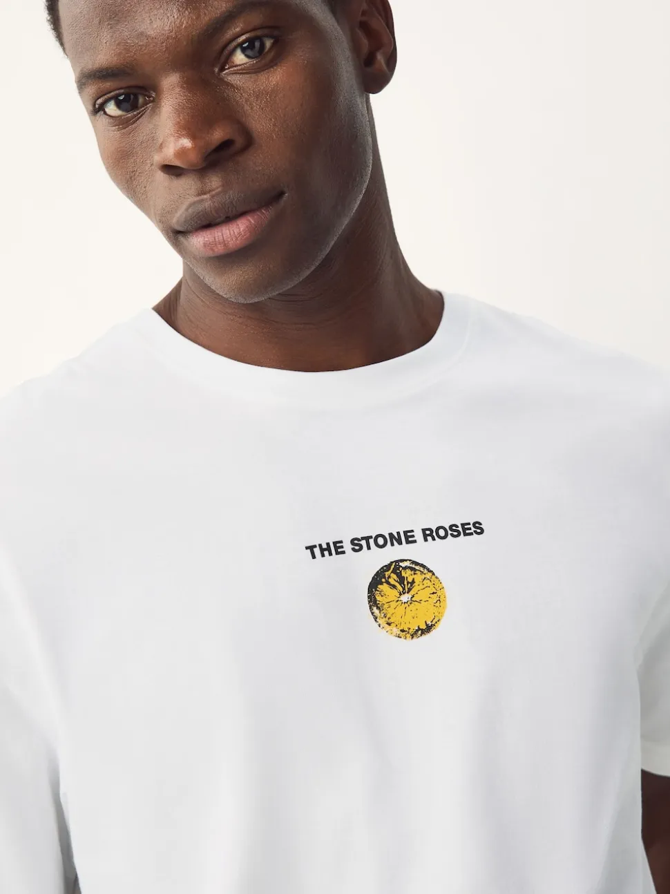 White Stone Roses Regular Fit Band Graphic Print T-Shirt