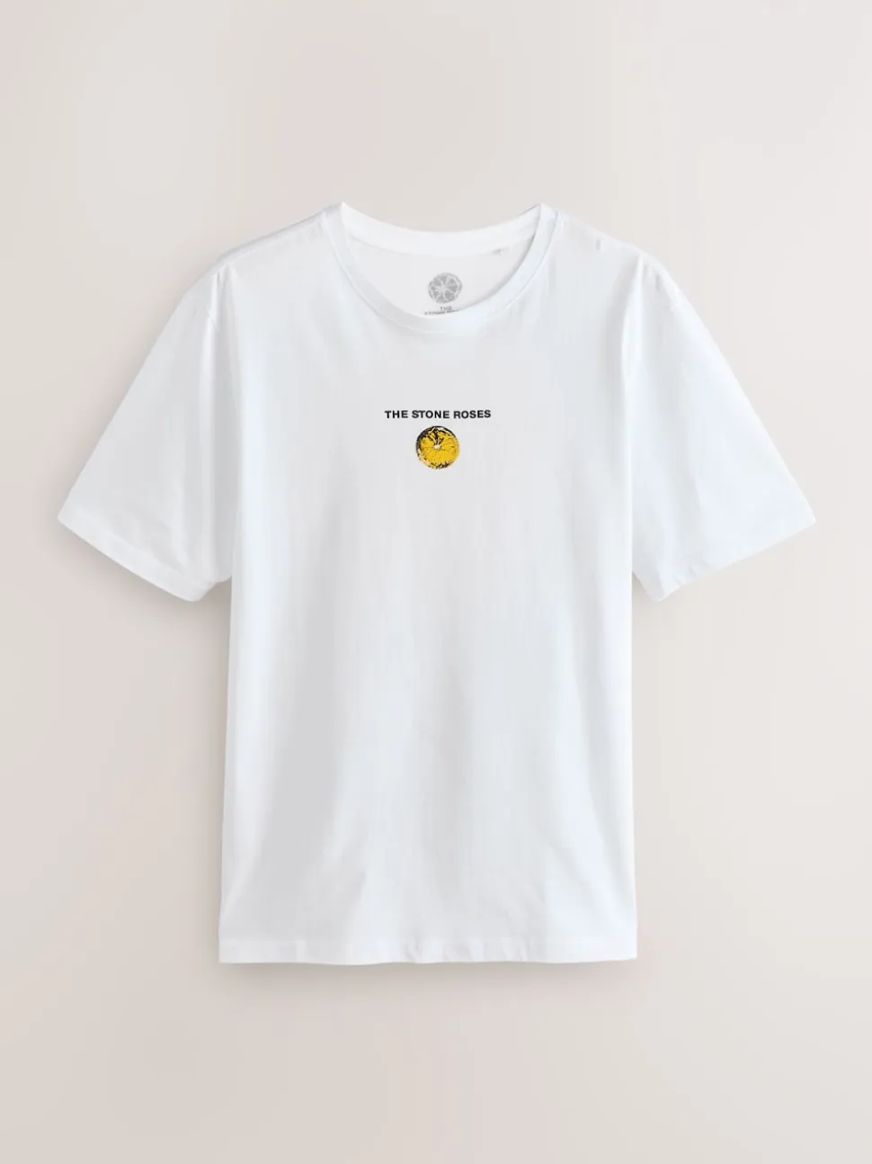 White Stone Roses Regular Fit Band Graphic Print T-Shirt