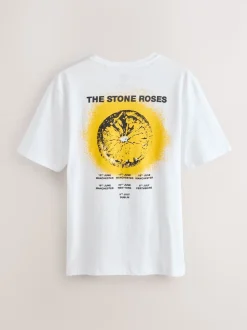 White Stone Roses Regular Fit Band Graphic Print T-Shirt