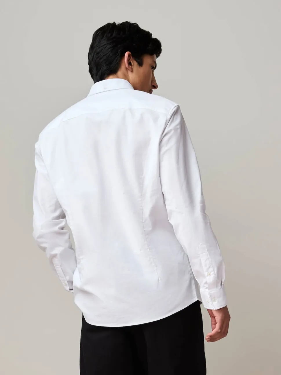 White Stretch Oxford Long Sleeve Shirt