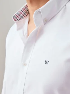 White Stretch Oxford Long Sleeve Shirt