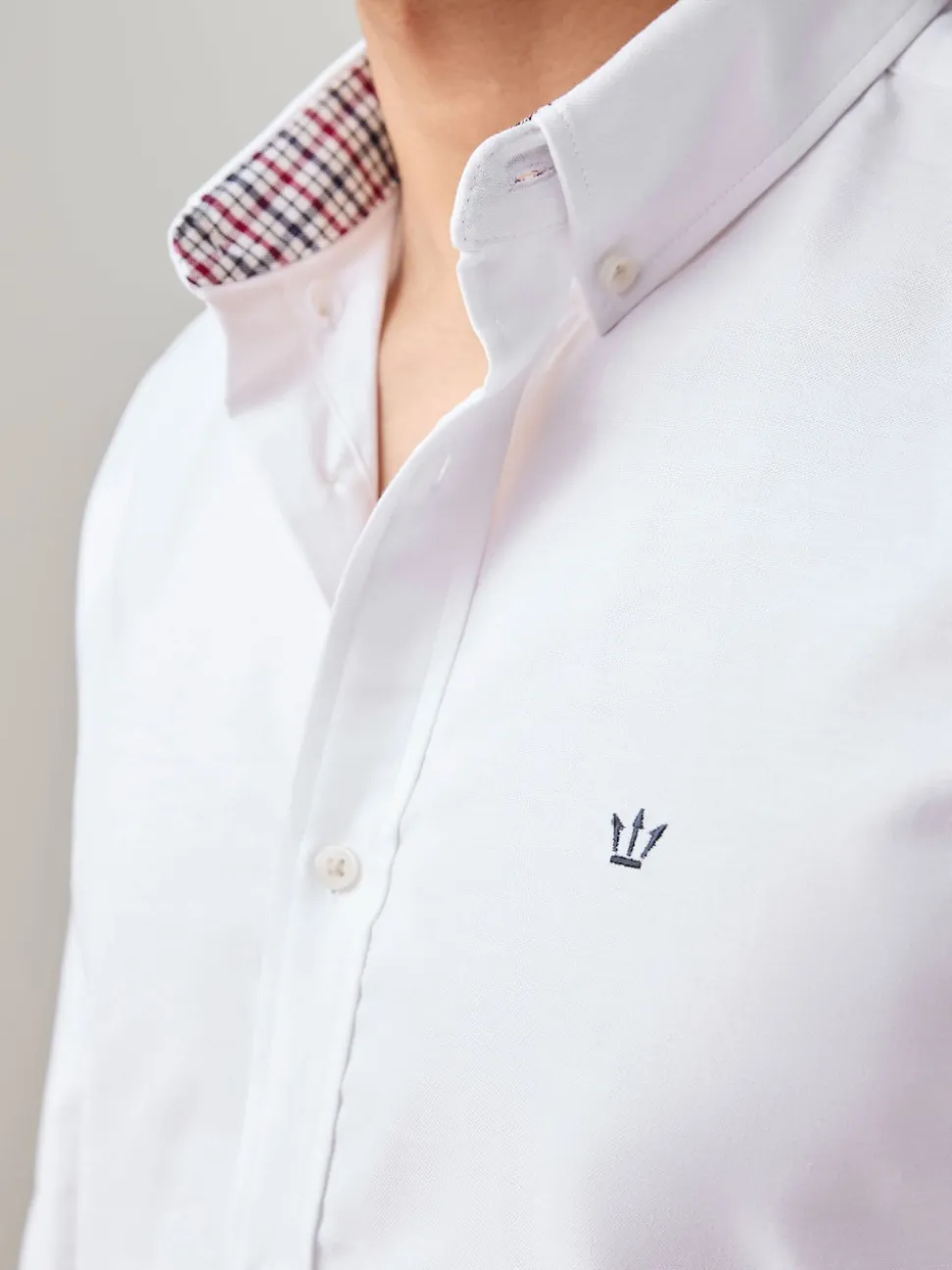 White Stretch Oxford Long Sleeve Shirt