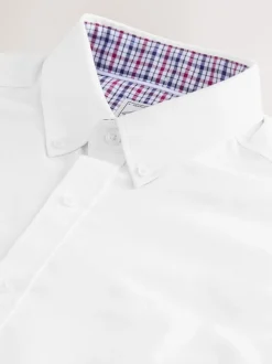 White Stretch Oxford Short Sleeve Shirt