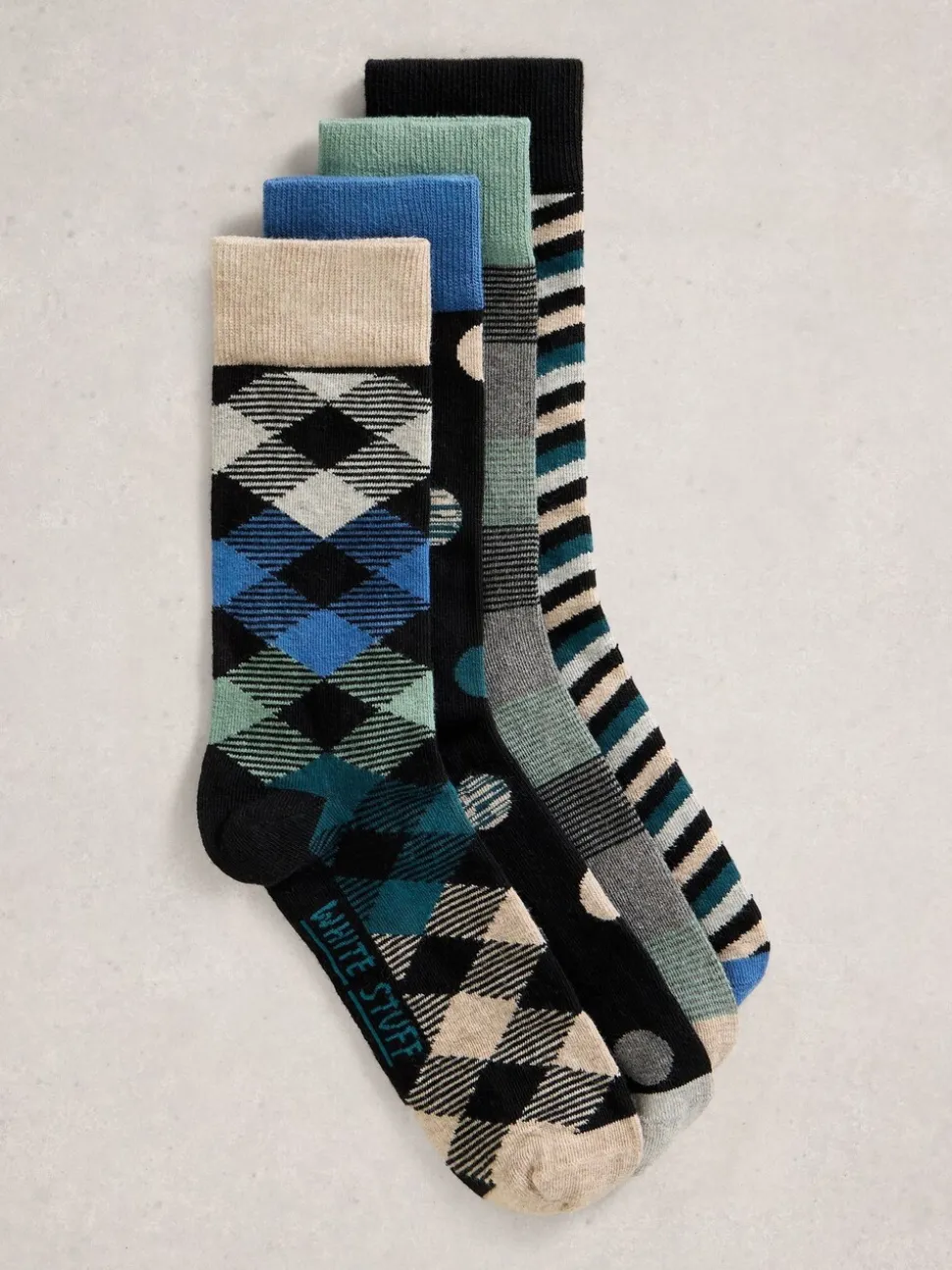 White Stuff Black Bike Pattern Ankle Socks 4 Pack