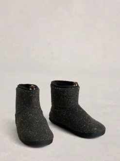 White Stuff Black Neppy Slipper Boots