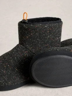 White Stuff Black Neppy Slipper Boots