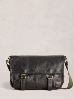 White Stuff Black Teddy Leather Messenger Bag
