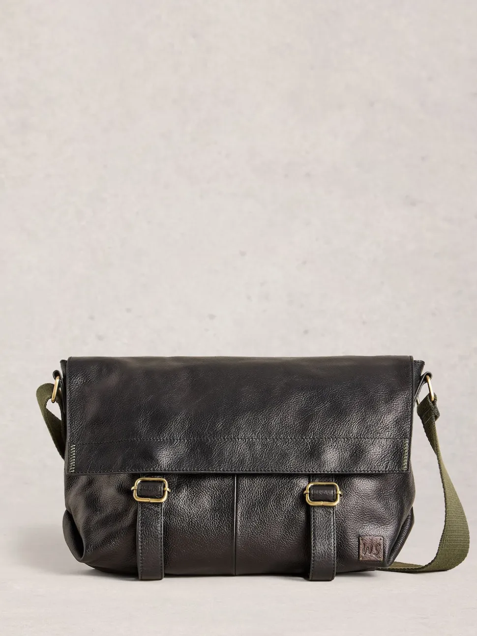White Stuff Black Teddy Leather Messenger Bag