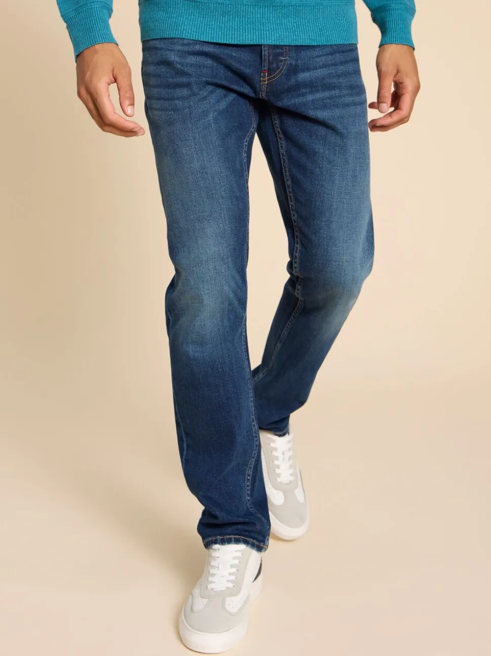 White Stuff Blue Camo Eastwood Straight Jeans