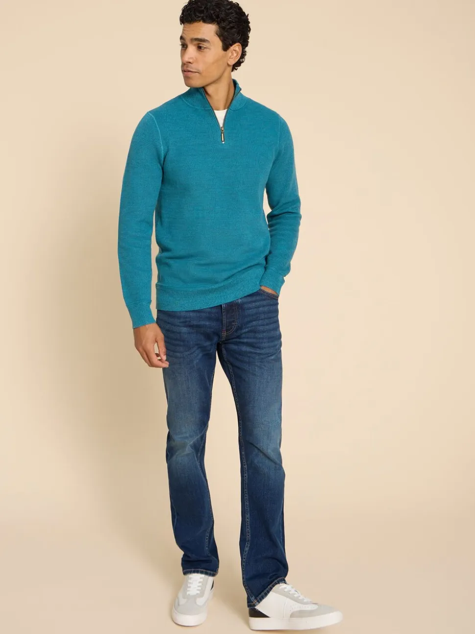 White Stuff Blue Camo Eastwood Straight Jeans