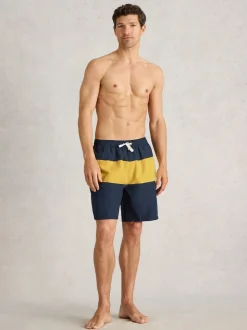 White Stuff Blue Colourblock Volley Swim Shorts