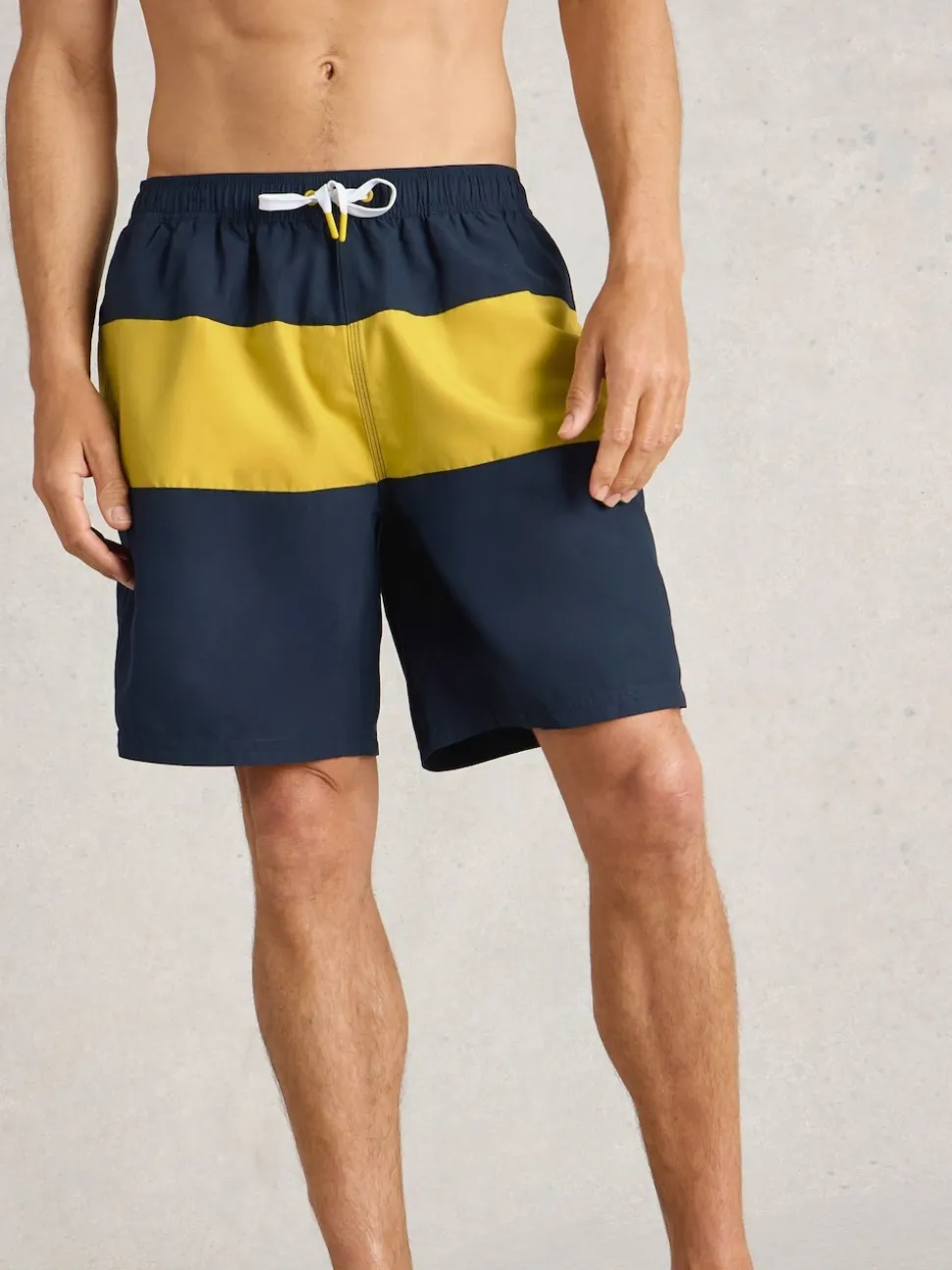 White Stuff Blue Colourblock Volley Swim Shorts