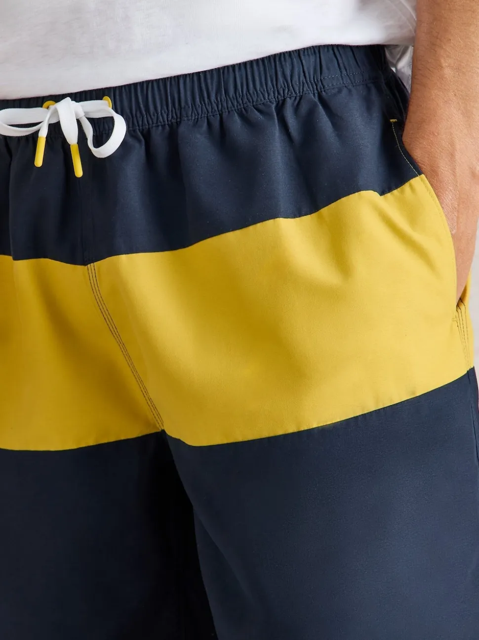 White Stuff Blue Colourblock Volley Swim Shorts