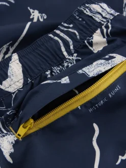 White Stuff Blue Map Print Volley Swim Shorts