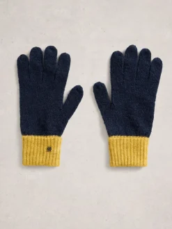 White Stuff Blue Sammy Knitted Gloves