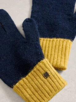 White Stuff Blue Sammy Knitted Gloves