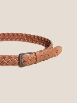 White Stuff Brown Weave Leather Belt