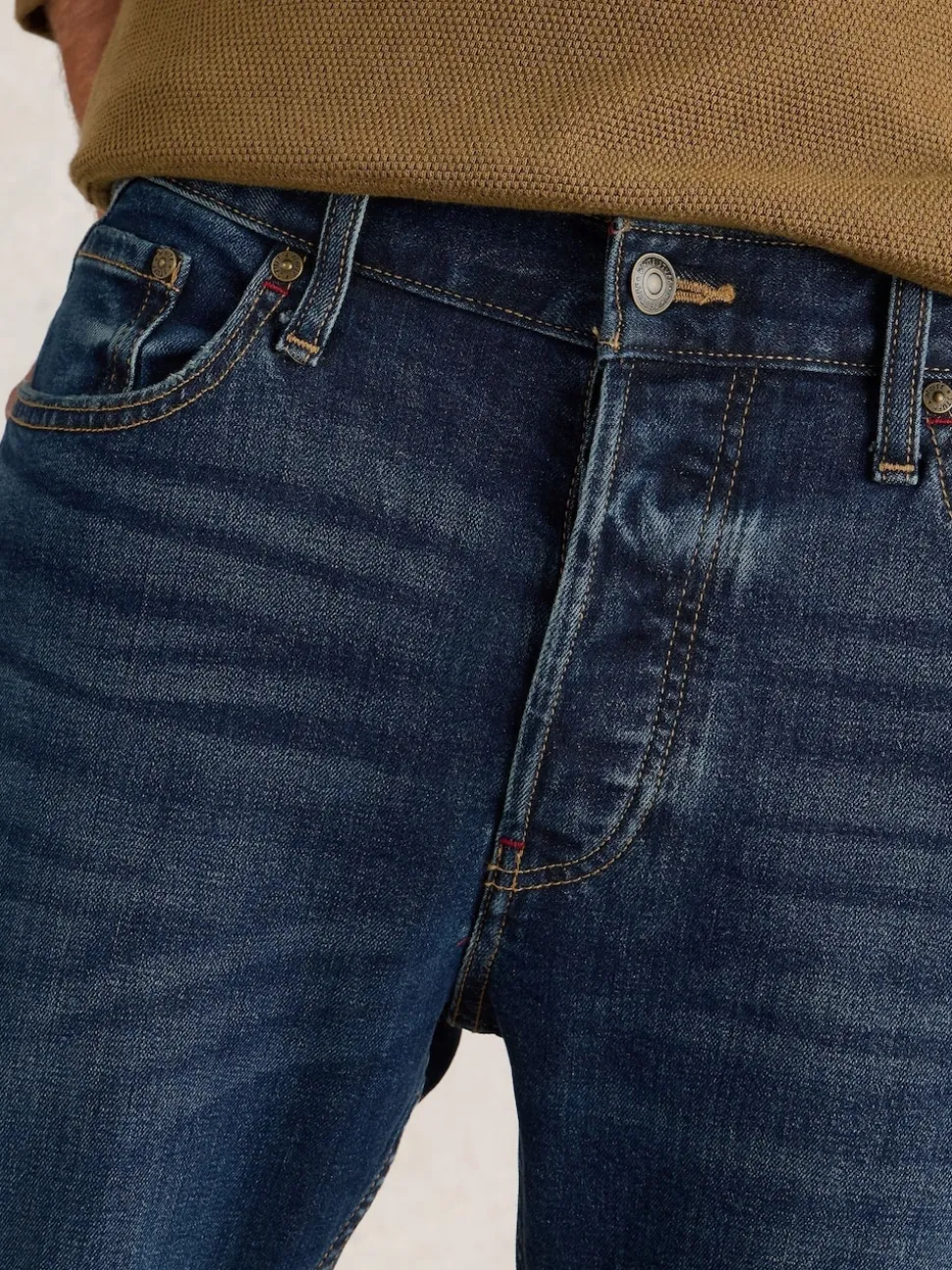 White Stuff Dark Blue Eastwood Zip Fly Straight Jeans