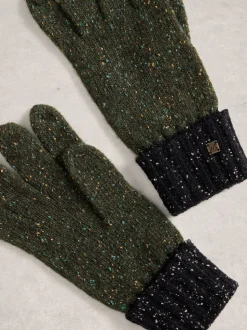 White Stuff Green Sammy Knitted Gloves
